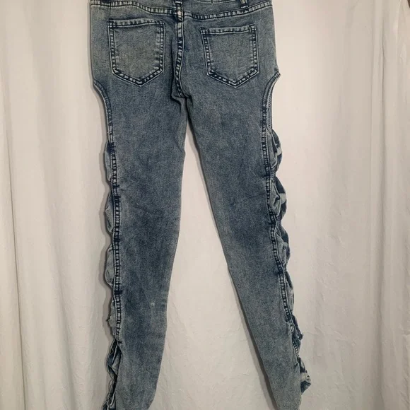 WOMENS EDEN ONE SIZE SMALL WAIST 26 BLUE DENIM JEANS WITH SIDE CUT OUTS - Picture 4 of 5